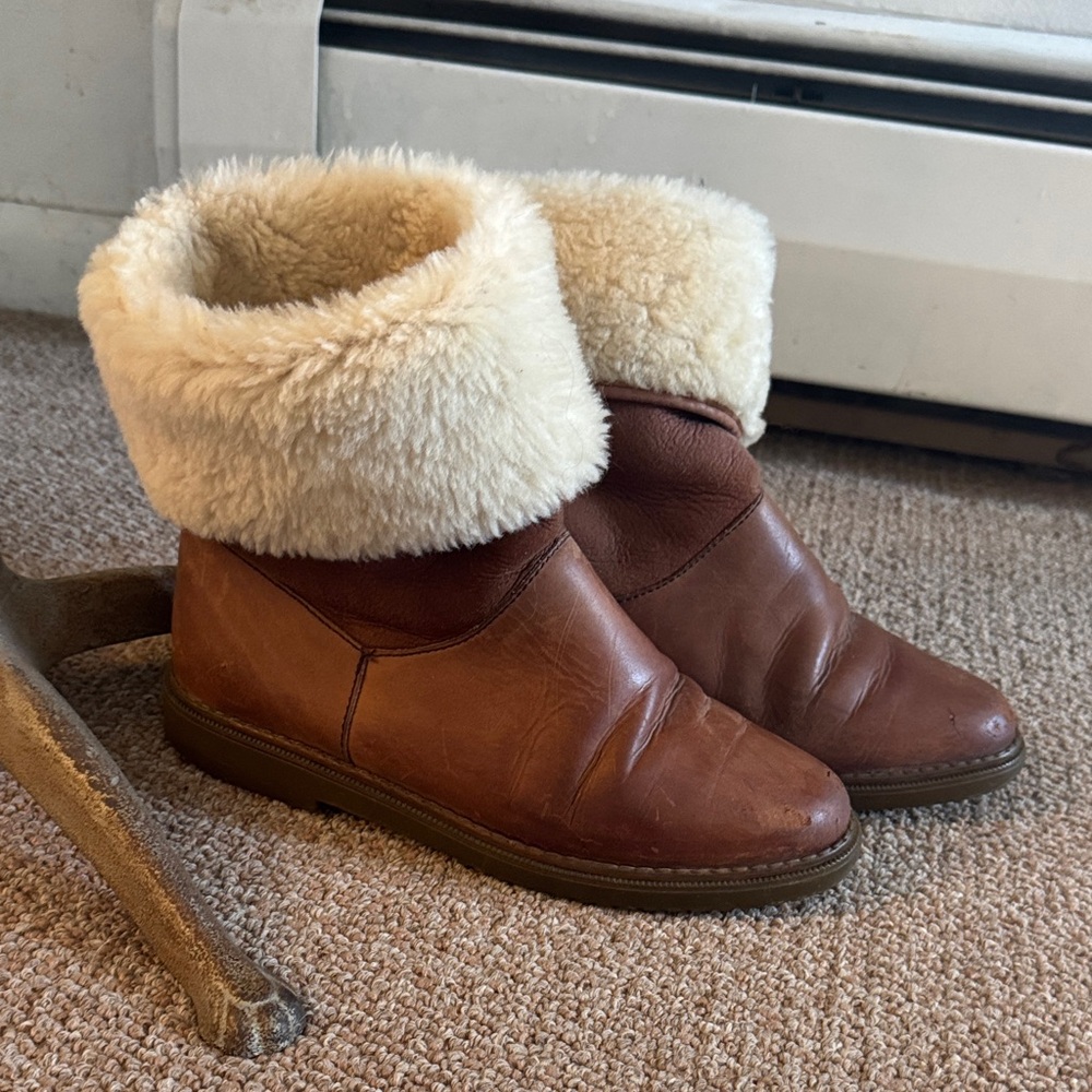 Vintage Shearling lined Cozy Brown Fur-Lined Ankle Boots